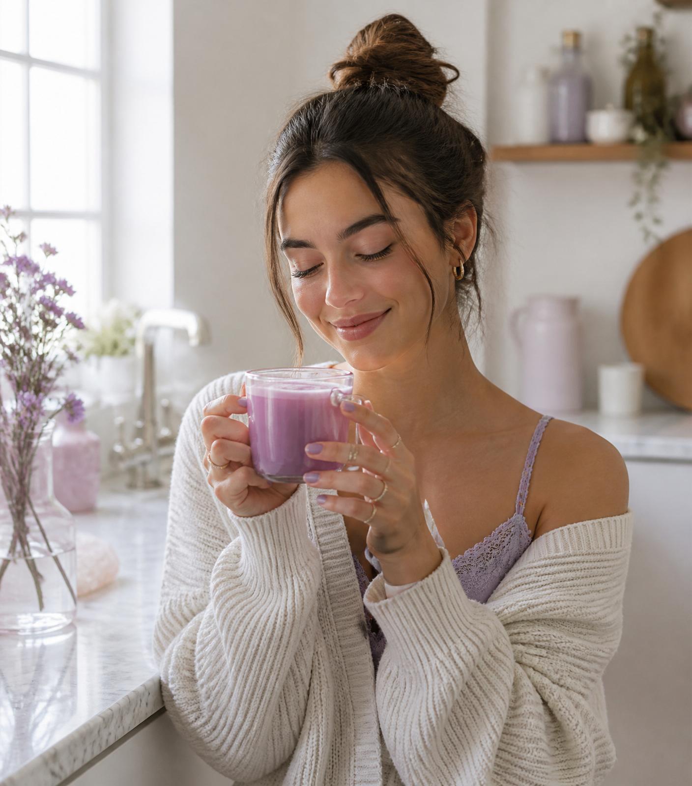 A purple Scoop Latte as part of a morning coffee ritual